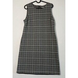 Coldwater Creek Sleeveless Shift Dress Sz Sm Pockets Lined Plaid Check Business